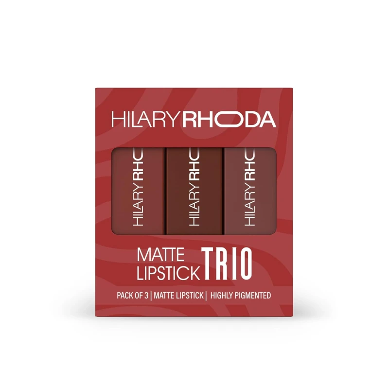 Hilary Rhoda Matte Trio Lipstick | Matte Finish & Long Lasting Lipstick | Pack of 3 Lipsticks | Highly Pigmented & Glides Smoothly | Vegan & Cruelty-Free - (Red-volution Trio, 3g x 3U) thumbnail 9